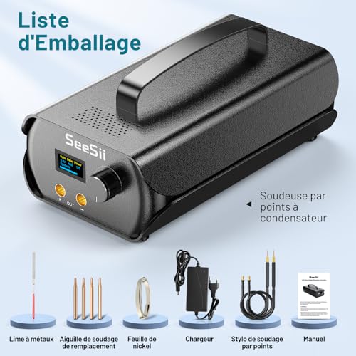 SEESII Soudeur par Points Condensateur, Soudeuse par Point pour Batteries avec Condensateur 3000 F, Spot Welder avec 120 Vitesses Supporte Bandes de Nickel 0,1-0,3 mm – vue 9