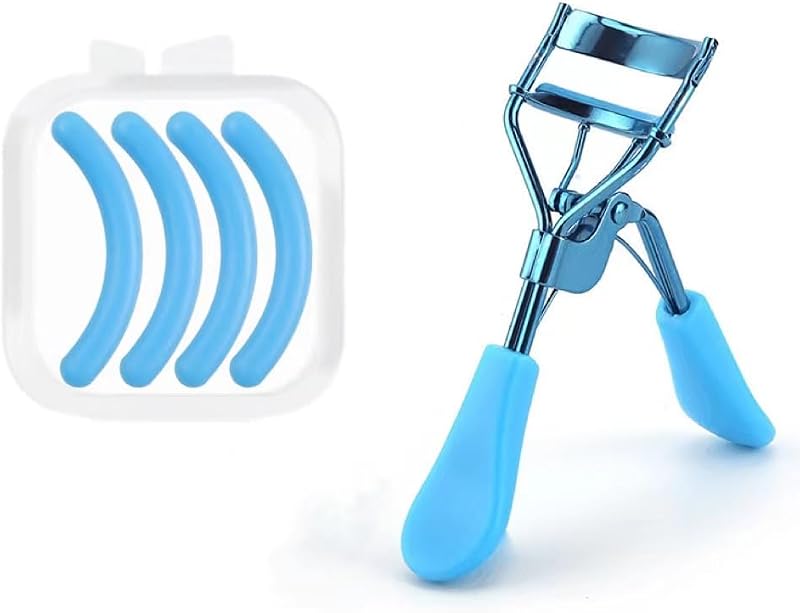 Curvador de cílios azul DPWOUM com 4 almofadas de reposição