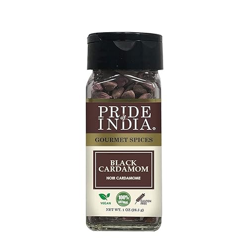Pride of India Cardamomo negro entero - Cápsulas de cardamomo - Sabor firme y ahumado - Recién secado - Ideal para cocina india y asiática - Fácil