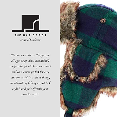 Image of Faux Fur Safety Reflective Aviator Trapper Hat Snow Ski Trooper Winter Cap
