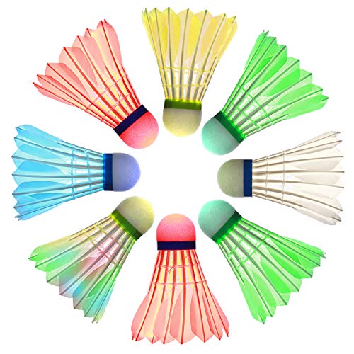 Sportneer LED Badminton Shuttlecocks Lighting Birdies Shuttlecock Glow in The Dark Badminton 8-Pack