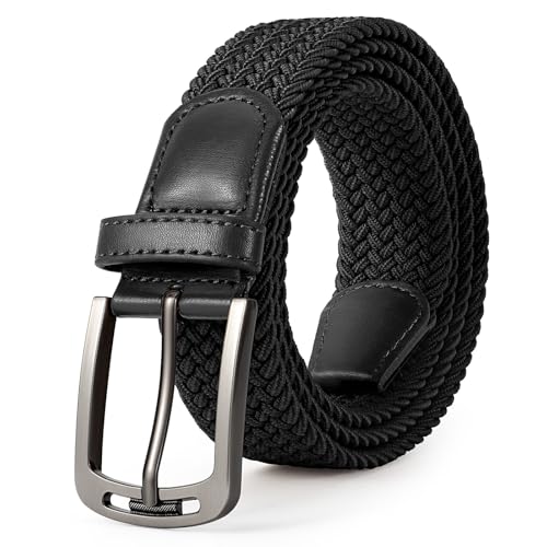 Image of JASGOOD Men Elastic Braided Woven Belt Casual Canvas Woven Stretch Golf Belt for Men Women Jeans Suits Pants