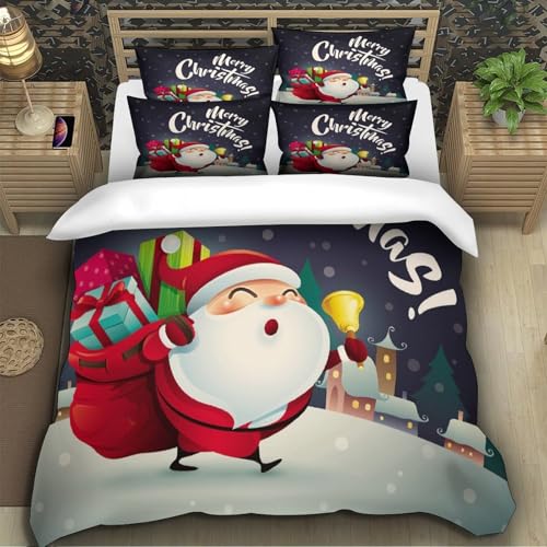 Housse de couette Père Noël ultra douce microfibre lit double