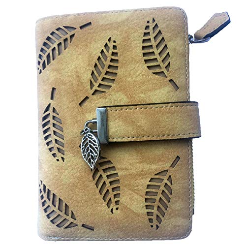 POAO Porte-Monnaie pour Femme en Cuir synthétique avec Feuilles Creuses Grande capacité