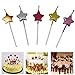 GKanMore 10 Count Metallic Cake Candles Multi-Color Star Cake Candle Topper with Holder for Wedding Party Birthday Cake Decoration (Star Shape)