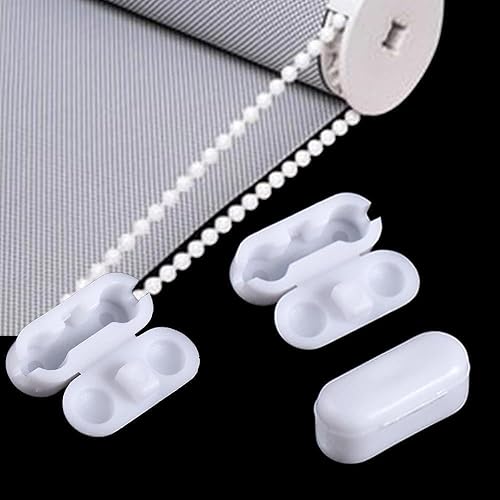Miniatura 5 de 20 piezas de persianas enrollables blancas, conector de cadena de cortina, conector de cadena de plástico de repuesto vertical romana, cadena de