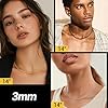 PROSTEEL Stainless Steel Necklace Women Men 3mm 22 inch Fashion Cuban Curb Link Chain Necklace Golden Cool Chains #5