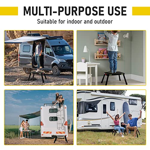 Opsoopi Safety Rv Step Stool, Adjustable Height Folding Steps Stools For Adults, Aluminum Step Platform With Anti-Slip Surface For Camper Steps, Household, Supports Up To 350Lbs #TOP5