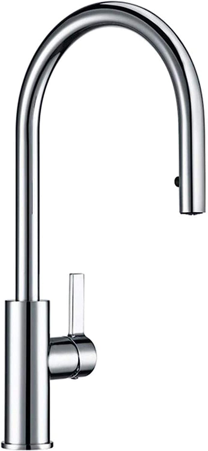 BHFPFZA Brushed Brass Kitchen Sink Faucet with PullOut Spray 360° Rotatable Mixer Tap Hot & Cold Water Single Handle Ceramic ValveModernFinish