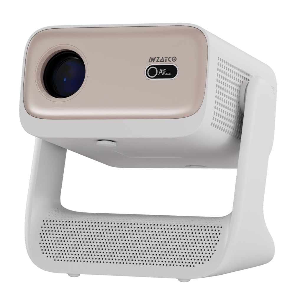 WZATCO Yuva Spectra, Android 14, Fully Automatic, Native 1080P Projector 4k Ultra HD, Sealed Engine, Dual Speakers, HDMI ARC, WiFi 6, 13000 Lumens, Portable Room Cinema, White