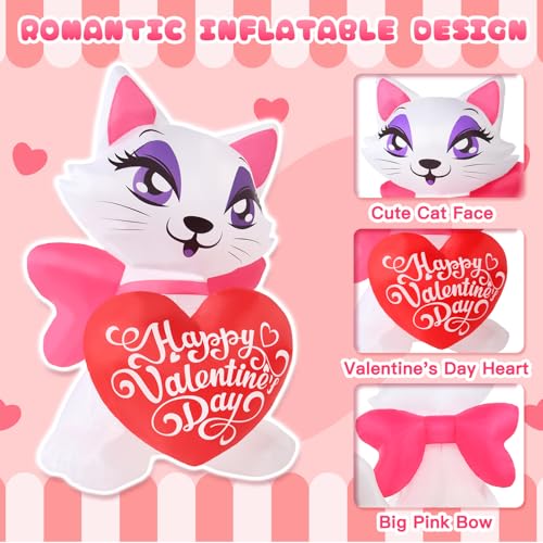 Aufblasbare Valentinstagskatze mit LED-Lichtern – Süße Garten-Dekoration für romantische Momente und unvergessliche Nächte! – Bild 4