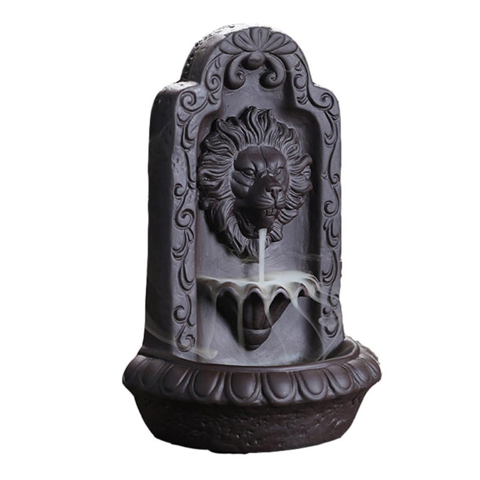 Brûleur de parfum à reflux tête de lion en céramique et diffuseur d'encens