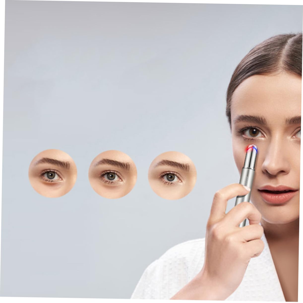 Dispositivo per Cura degli Occhi in Metallo Argento Compatto | Allevia la Stanchezza, Favorisce la Circolazione Sanguigna, Uso Femminile