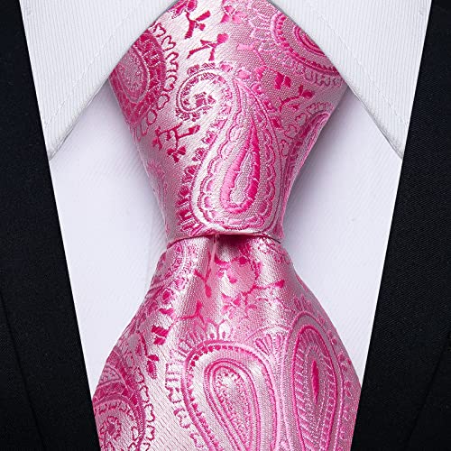 Image of DiBanGu Mens Paisley Tie Set Silk Woven Jacquard Necktie and Pocket Square Cufflinks Gift Set for Wedding Bussiness