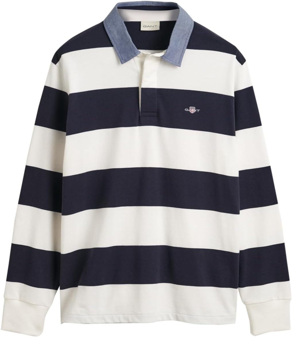 Gant Men’s Reg Chambray Stripe Heavy Rugger T-Shirt (Pack of 1)