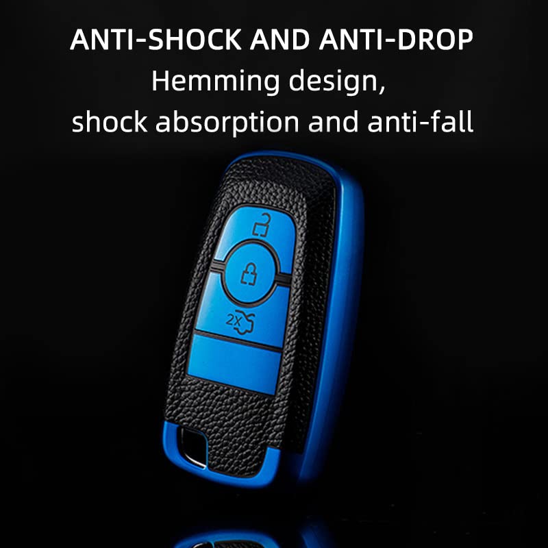 Custodia In TPU Per Chiave Ford – Adatta Per Fusion, Mustang, Explorer, F-150, Ranger (3/4 Pulsanti) – Morbida, Antigraffio E Antiscivolo (Blu)