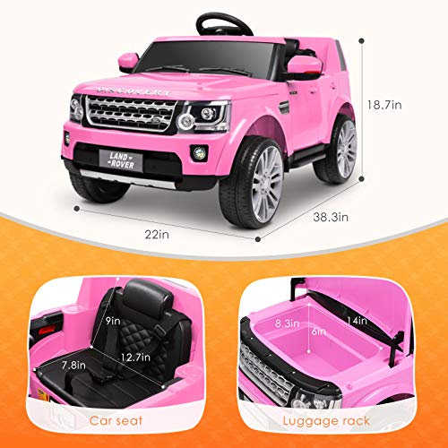 BAHOM Kids 12V Ride On Car Truck with Storage Electric Toy Vehicle with 2.4G Remote Control, Lockable Doors, for Girls Boys Age 3-8 (Pink)