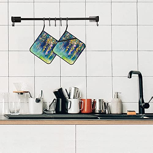 Abstract Floral Watercolor Painting Pot Holders Set Of 2 Kitchen Heat Resistant Potholder For Microwave Cooking Baking Oven End Dishes And Bbq #TOP4