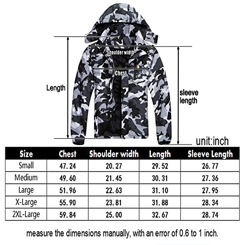 Jingangjin 1858 BLACK CAMO XL Men'S Mountain Waterproof Ski Jacket Winter Windbreaker Warm Hooded Snowboarding Raincoat Jackets thumb #5