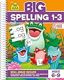 School Zone Big Spelling 1-3 Workbook: 320 Spiral-Bound Pages, 1st Grade, 2nd Grade, 3rd Grade, Learn to Spell, Vowel Sounds, Letter Combinations, Consonants, Puzzles, Ages 6 to 9