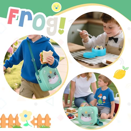 Image of Kids Bento Box - 4 Compartment, Leak-Proof, with Soup Thermo