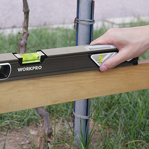 WORKPRO W002901A 4-Piece Measuring Tool Set, Torpedo, Spirit Level, Tape Measure with Carrying Bag