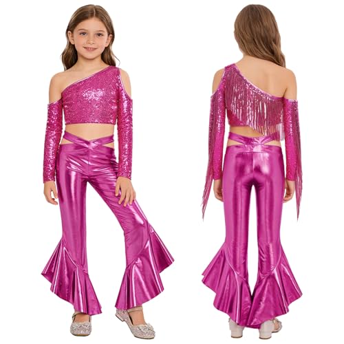 Jupe en cuir laqué pour fille et tops de danse jazz hip hop