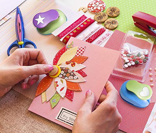 Sicohome Paper Punches, 1" Scrapbooking Supplies Hole Punch,Heart,Circle,Star,Scrapbook Punches,Paper Puncher For Scrapbooking,Crafting,Card Making,Kids Kindergarten Teacher Office Supplies #TOP4