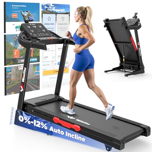 Image of 3.5HP Folding Treadmills for Home with Incline Optional, 300 lbs Capacity, 8.0MPH Speed, 17'' Wide Belt, App Connection, 64 Programs, BMI Detector for Home Use