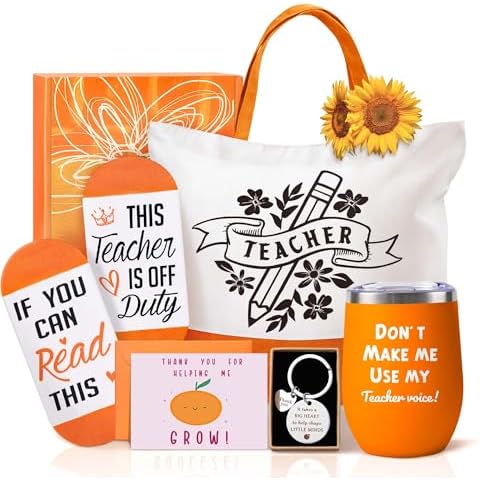 Teacher Christmas Gifts, Teacher Appreciation Gifts, Teacher Gifts for Women - Unique Birthday Valentines Mothers Day Gifts for Teacher, Orange Inspirational Gifts Thank You Gifts for Teacher Cover