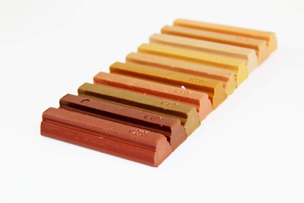 Konig Soft Wax Furniture Repair Filler Sticks Set (973 - Medium Wood Shades)