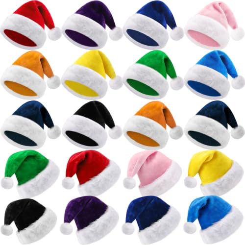 Image of Vicenpal 20 Pcs Santa Hats Bulk for Adults, Multicolor, Classic
