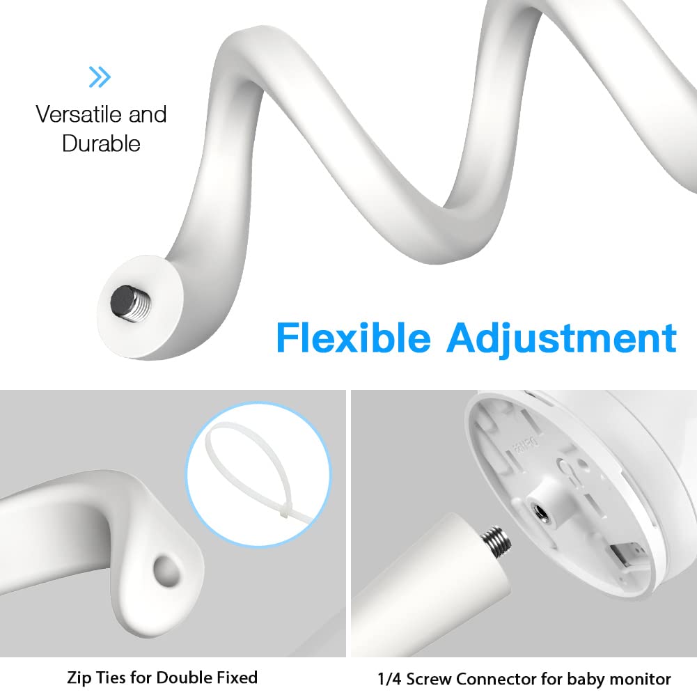 VOMENC Flexible Twist Mount Compatible with VTech VM923/924 Baby Monitor Without Tools or Wall Damage - White (Flexible Mount)