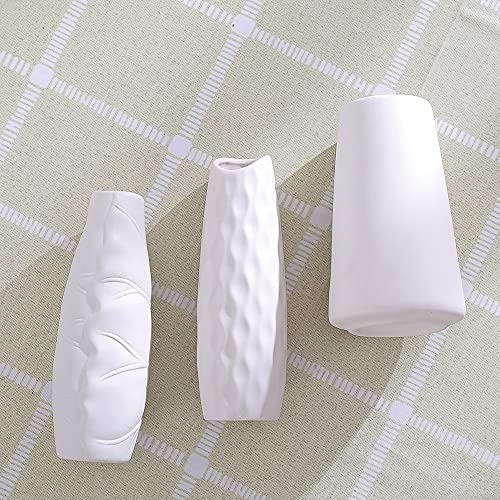 Ceramic Vases Set Of 3，White Vases For Decor，Modern Home Decor Vase， Farmhouse Living Room Tabletop Decoration, Entryway Coffee Table Decorative，Boho Decor #TOP7