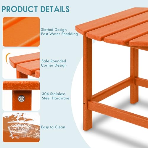 DAILYLIFE-Outdoor-Side-Table-Adirondack-HDPE-Square-Plastic-Patio-End-Tables-for-Outside-Indoor-Use-Weather-Resistant-and-Easy-Maintenance-Orange-Single-Layer DAILYLIFE Outdoor Side Table Adirondack HDPE Square Plastic Patio End Tables for Outside Indoor Use Weather Resistant and Easy Maintenance Orange Single Layer