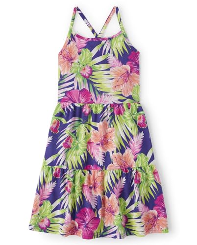 The Childrens Place Girls Short Sleeve Fashion Skater Casual Dress Solar Storm 7-8 US