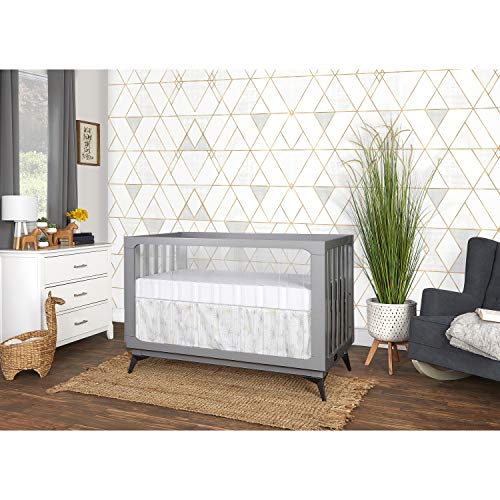 Image of Evolur Acrylic Millennium 4 in 1 Convertible Crib Toddler Rail I Easily Coverts to Toddler Bed & I Acrylic Slats, Pebble Grey (702AC-PG)