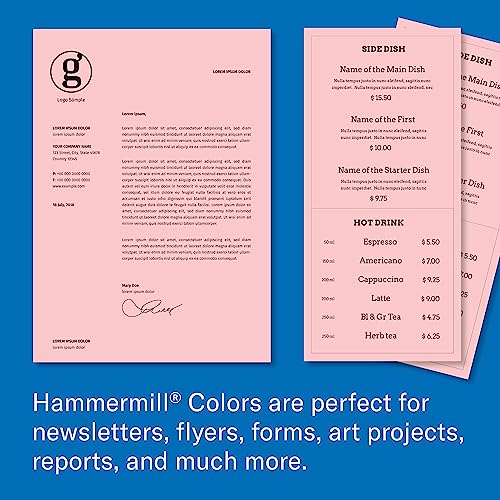 Image of Hammermill Colored Paper, 20lb Pink Printer Paper, 8-1 /2 x 11- 1 Ream (500 Sheets) - Made in the USA, Pastel Paper, 103382R