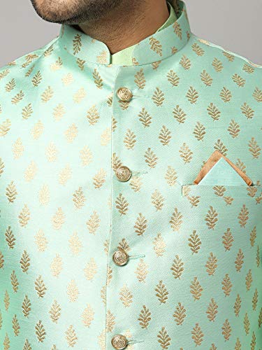 Image of Uri and MacKenzie Men's Silk Blend Kurta Churidar Pyjama with Stylish Nehru Jacket