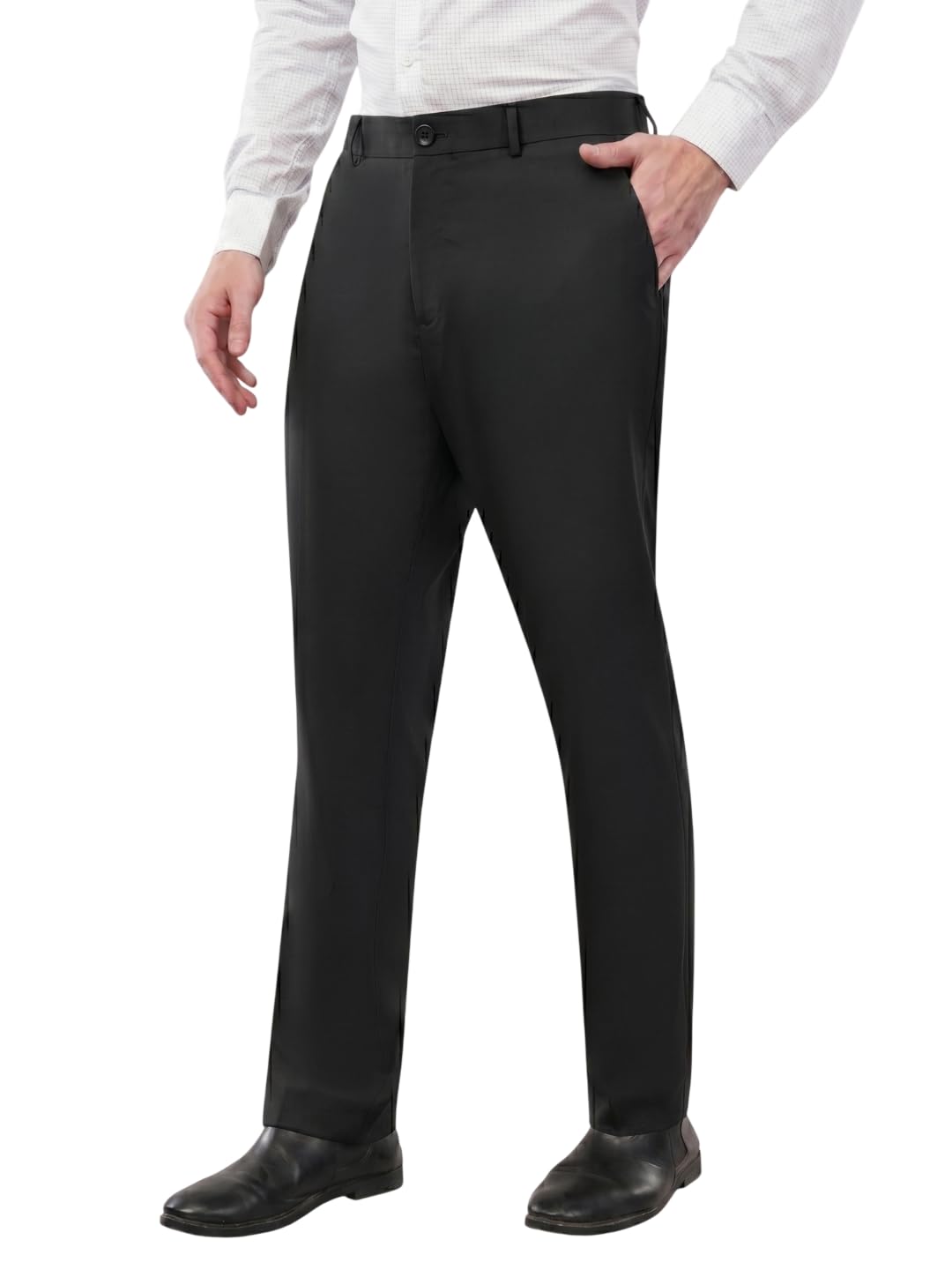 Men's Relaxed Fit Formal Trousers | Wrinkle Resistant | Easy Care | Stretchable Triple Blend Fabric | Everyday Office & Business Wear | Comfortable & Breathable Work Wear