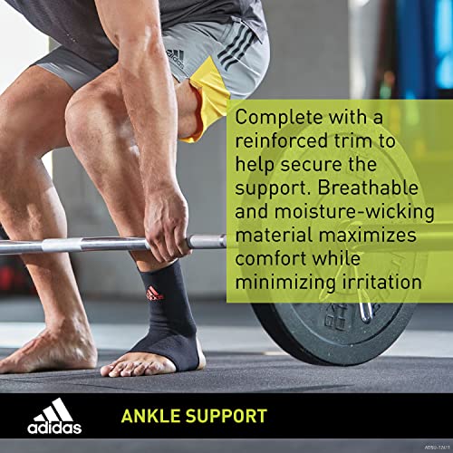 Adidas Ankle Support Sleeve - Ankle Sleeve For Training, Competitions, And Support - Ergonomic Design, Durable Elastic Nylon Trim, Breathable Material - For All Fitness Levels - Black, Small #TOP3