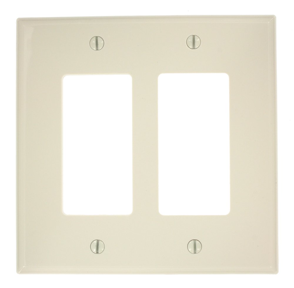 Leviton PJ262-T 2-Gang Decora/GFCI Device Wallplate, Midway Size, Light Almond