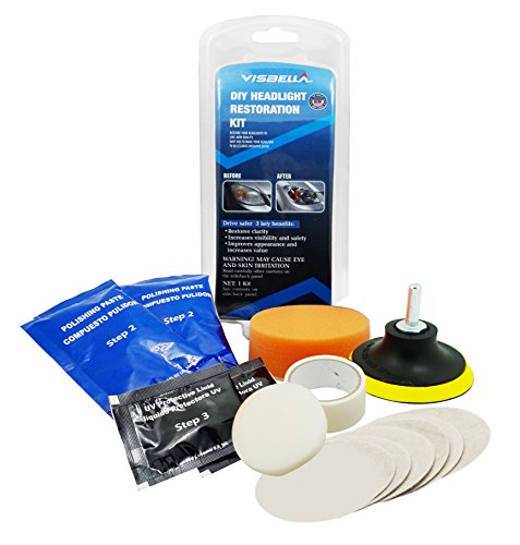Visbella DIY Headlight Restoration Kit, Headlamp Lens Cleaning Tools, Great for Enhancing The Appearance of The Vehicle