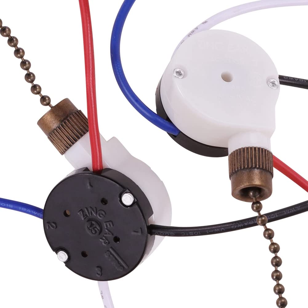 Deckenventilator Licht Schalter ZE-208S 3-Gang 4-Draht Zugkette Schalter gk Deckenventilator Licht Schalter ZE-208S 3-Gang 4-Draht Zugkette Schalter gk
