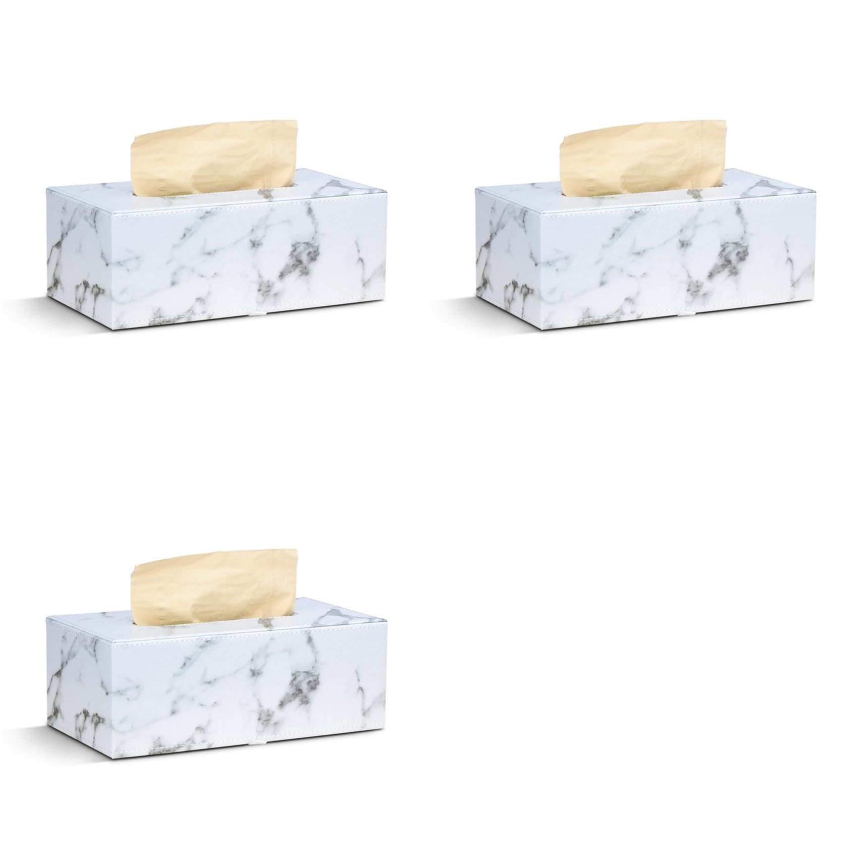 Hndhbfgrt 3X Rectangular Marble PU Leather Tissue Box Cover Napkin Holder Paper Towel Dispenser Container
