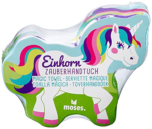 Moses. Zauberhandtuch Einhorn – Süßes Handtuch für den Kindergeburtstag, Kleines Baumwollhandtuch für Hände und Gesicht, 100% Baumwolle mit Einhorn-Design, 30 x 60 cm