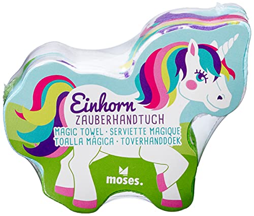 moses. Zauberhandtuch Einhorn – Süßes Handtuch für den Kindergeburtstag, Kleines Baumwollhandtuch für Hände und Gesicht, 100% Baumwolle mit Einhorn-Design, 30 x 60 cm