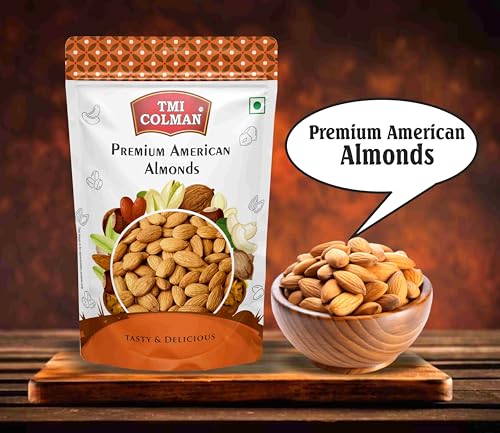 Image of TMI Colman California Almonds Premium | Badam Dry Fruit | Crunchy & Nutritious Snack | Rich in Protein, Fiber & Healthy Fats | No Added Preservatives | Vegetarian | 100g