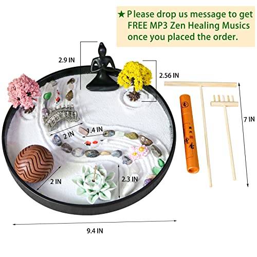 Desktop Meditation Zen Garden - Deluxe Large Office Tabletop Mini Rock Sand Garden