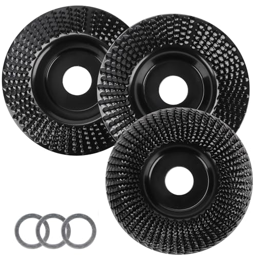 Holz Schleifscheibe, Raspelscheibe 125mm, Holzfräser für Winkelschleifer, Flex Schleifscheibe, Holzschnitzscheibe Frässcheibe, für Winkelschleifer Polieren, Schnitzen, Schleifen (3er Set)